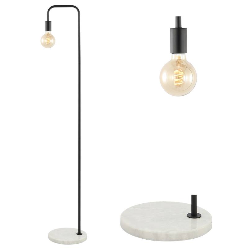 Haines 60" Minimalist Edison Metal/Marble Floor Lamp, Gold by JONATHAN Y - Black