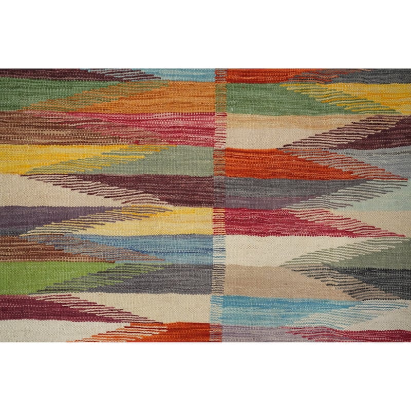 Hand Woven Oriental 100% Wool Carpet Southwestern Modern Multi-Colored Kilim Area Rug - 6' 0'' X 4' 3''