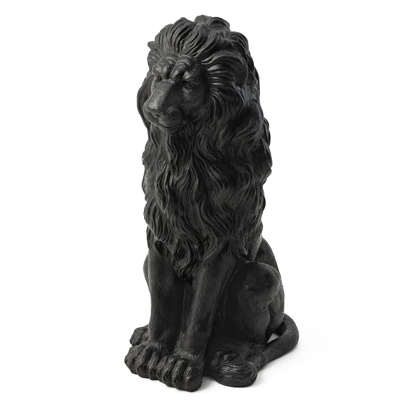 Glitzhome Set of 2 MGO Majestic Sitting Guardian Lion Statues Porch Sculpture Outdoor Indoor