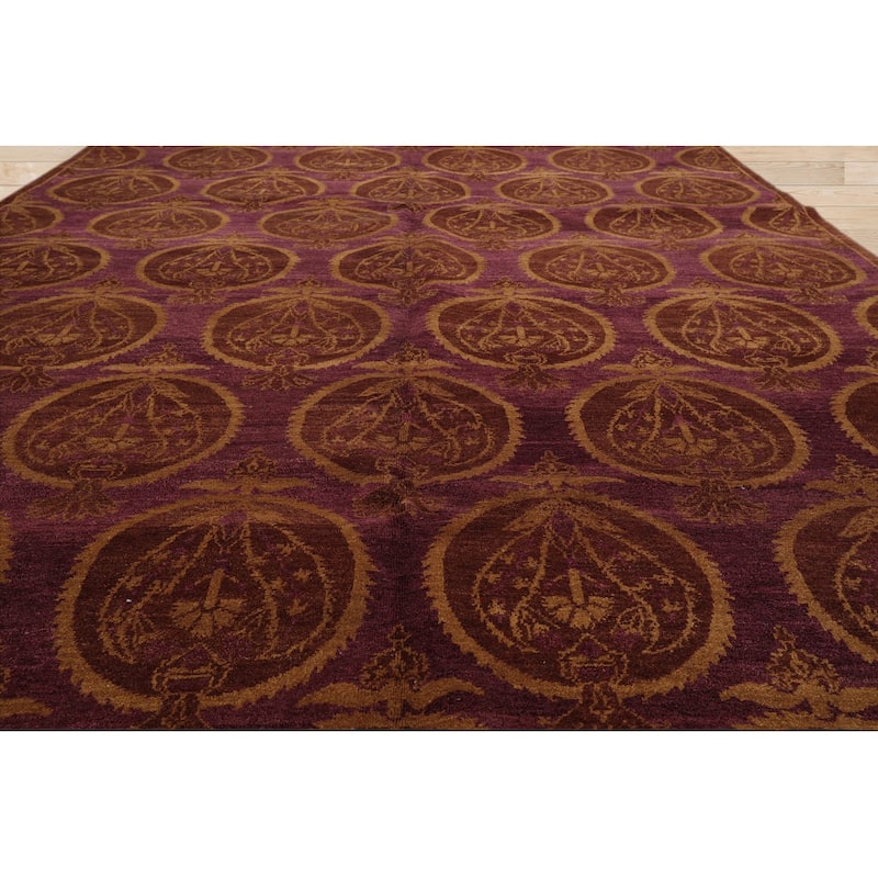 Hand Knotted Michaelian & Kohlberg Aubergine Tibetan Wool Area Rug - 6' x 8'