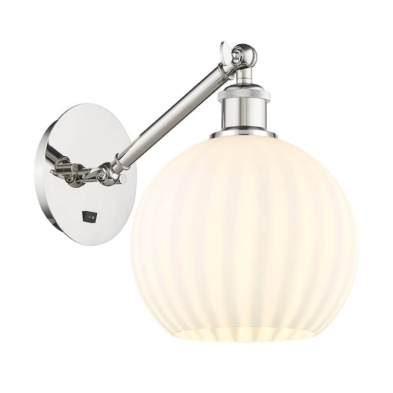 Innovations Lighting 317-1W-10-8 White Venetian Sconce White Venetian - Polished Nickel