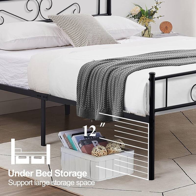 VECELO Premium Platform Bed Frame with Headboard,Easy Set-up Twin/Full/Queen Size Bed