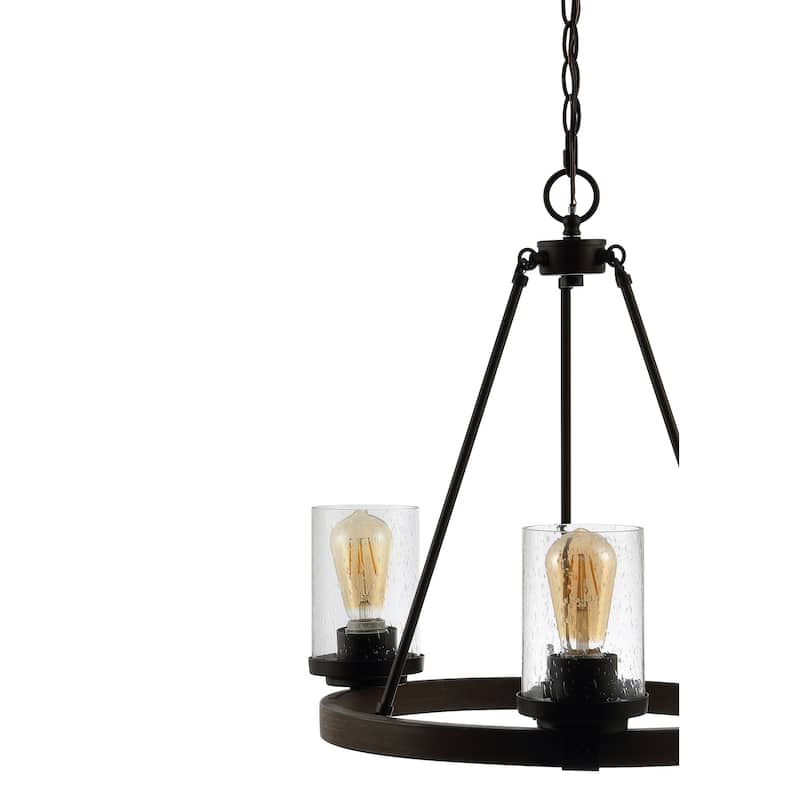 Athos Ring Iron/Seeded Glass Bohemian Cottae LED Chandelier, Oil Rubbed Bronze by JONATHAN Y