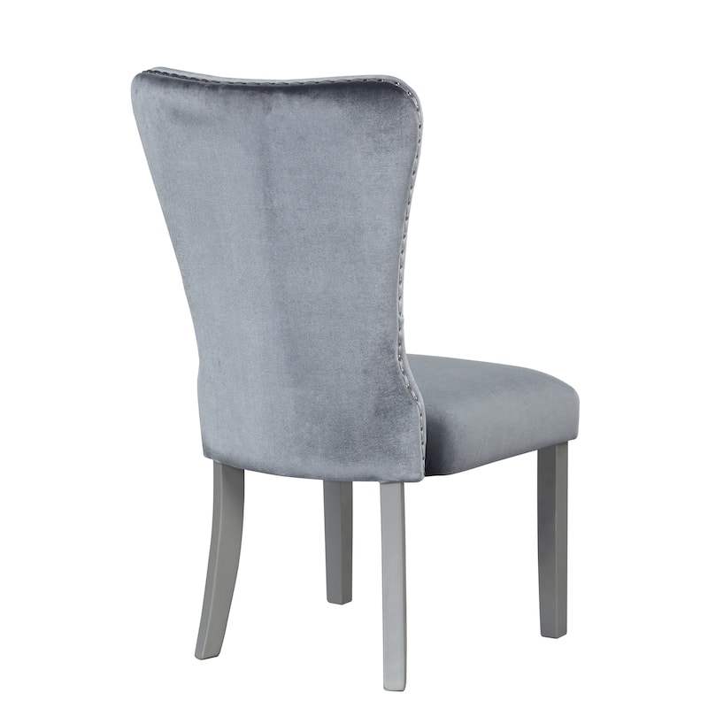 Geneva Silver Champagne Velvet Upholstered Side Chair (Set of 2)
