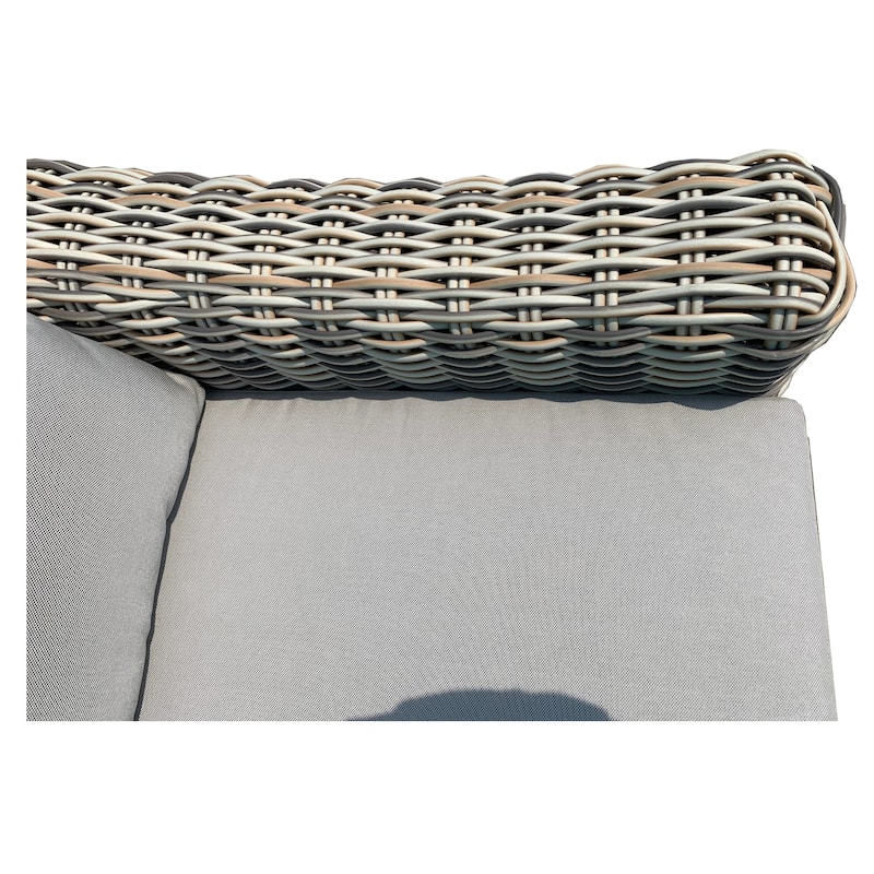 Teva Patio Furniture Hawaii Three-Tone Wicker Gray/Off White/Beige Sofa with Cushion