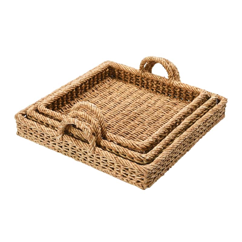 S/3 Decorative Water Hyacinth Tray