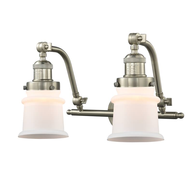 Innovations Lighting Small Canton 2 Light 18" Wide Bathroom Vanity - Brushed Satin Nickel / Matte White