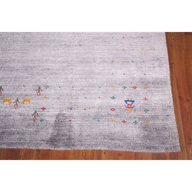 Tribal Gabbeh Indian Square Area Rug Silk Carpet - 7'9" X 8'2"