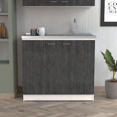 Boahaus Colmar Sink Cabinet (White-Smokey Oak)