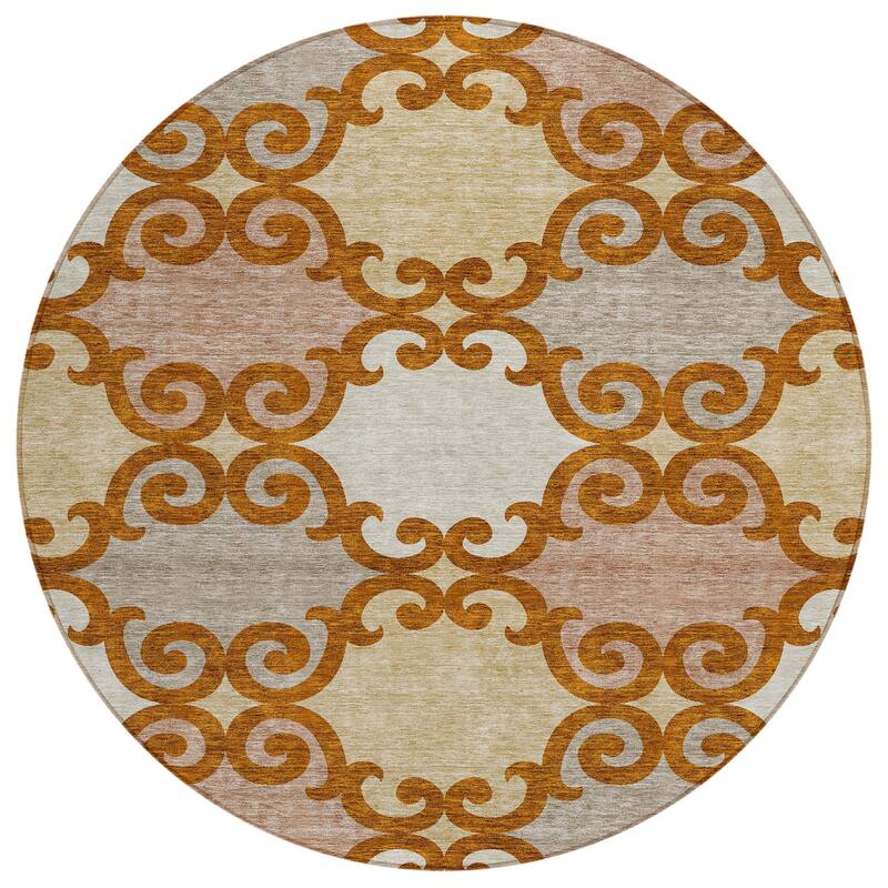 Machine Washable Indoor/ Outdoor Chantille Scroll Rug