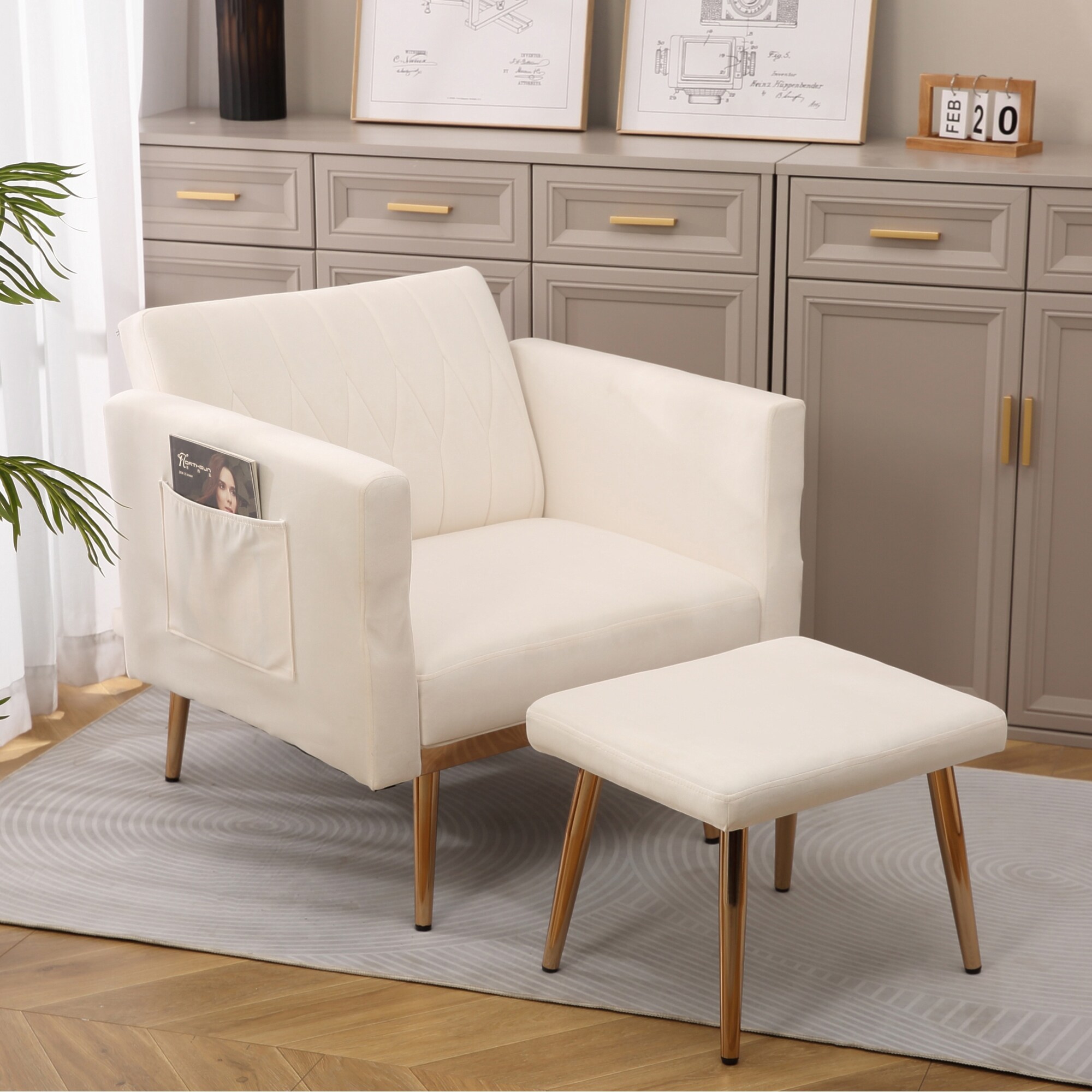 Wingback chair and online ottoman set