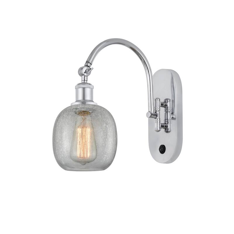 Innovations Lighting Ballston Belfast - 1 Light 6" Sconce - Arm Swivels Side To Side - Polished Chrome/Clear Crackle