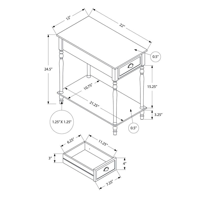 Accent Table, 2 Tier, Side Table, End, Narrow, Nightstand, Bedroom, Lamp, Storage Drawer, Brown Veneer, Traditional