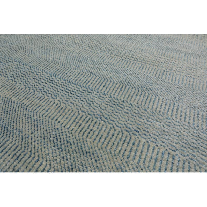 Hand Knotted Ivory Persian Wool and Silk Modern Oriental Area Rug