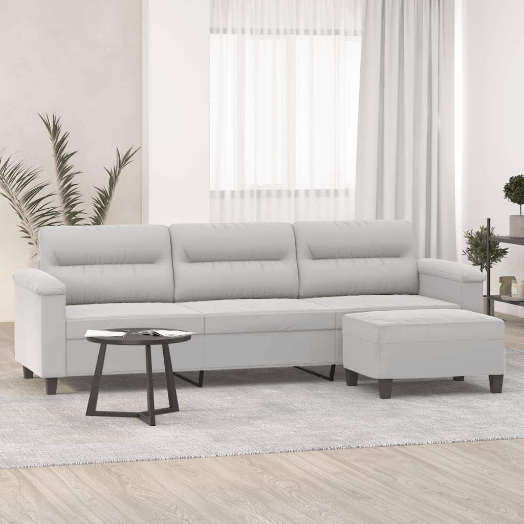 vidaXL Couch Modern Accent Upholstered Chair with Footstool Microfiber Fabric