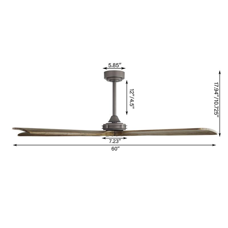 MLiAN 60 in 5-Soild Wood Blades Indoor Standard Ceiling Fan with Remote Down-Rod Mount