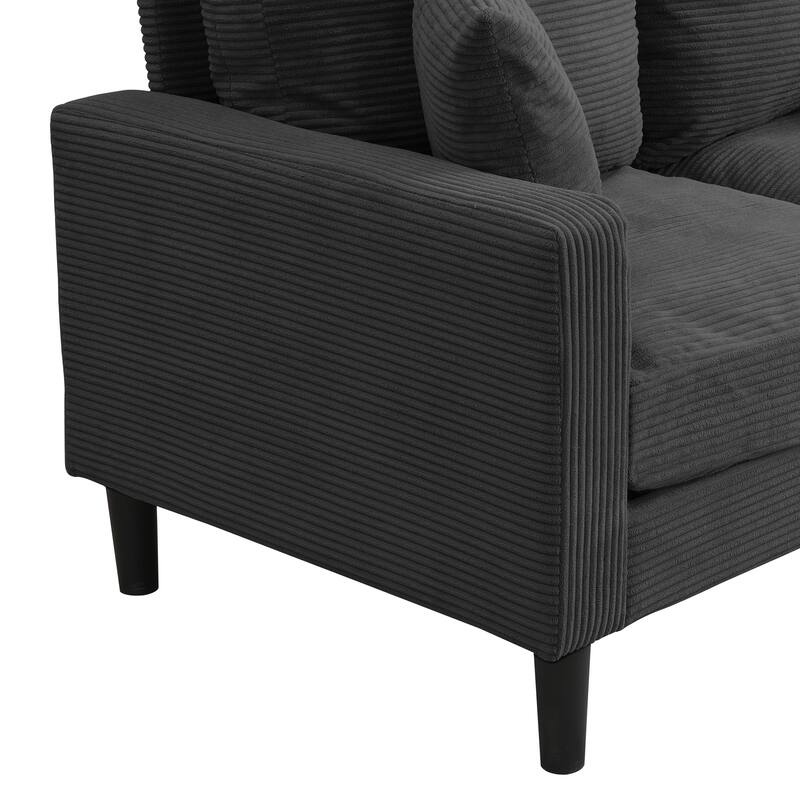 5-Seat Corduroy Sofa Set (3-Seater + 2-Seater) with High-Density Sponge Cushions & Sturdy Hardwood Frame