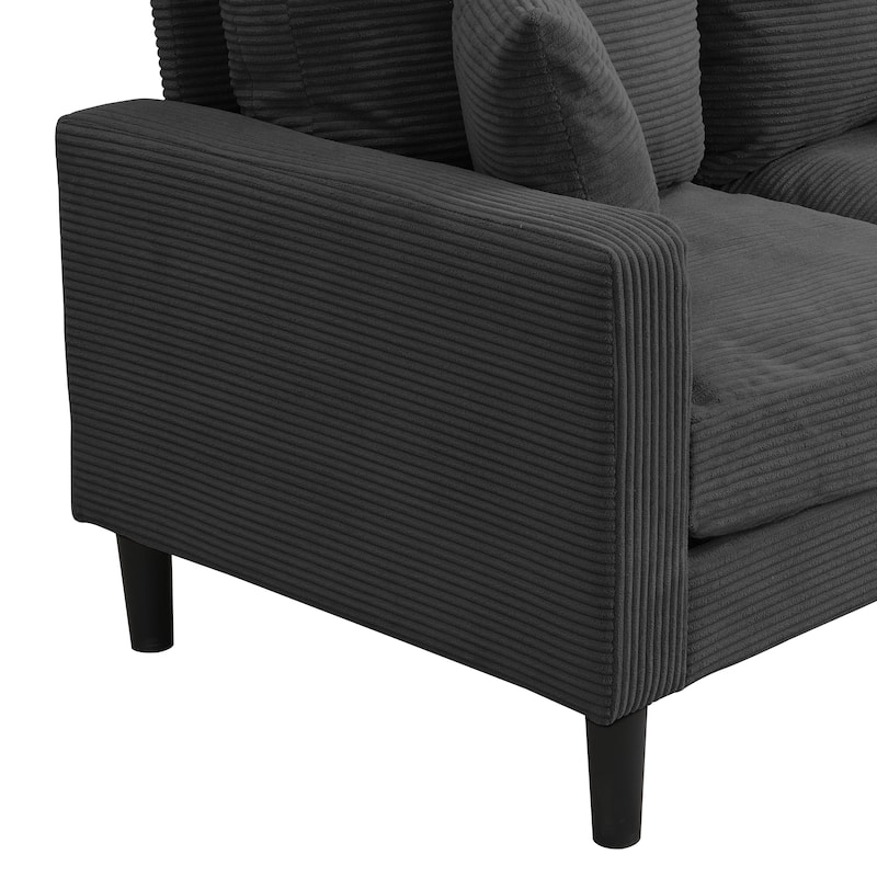 Corduroy Loveseat Upholstered Deep Seat Sofa with Cushions and Pillows Tufted Couch for Living Room 2-seat Armchair