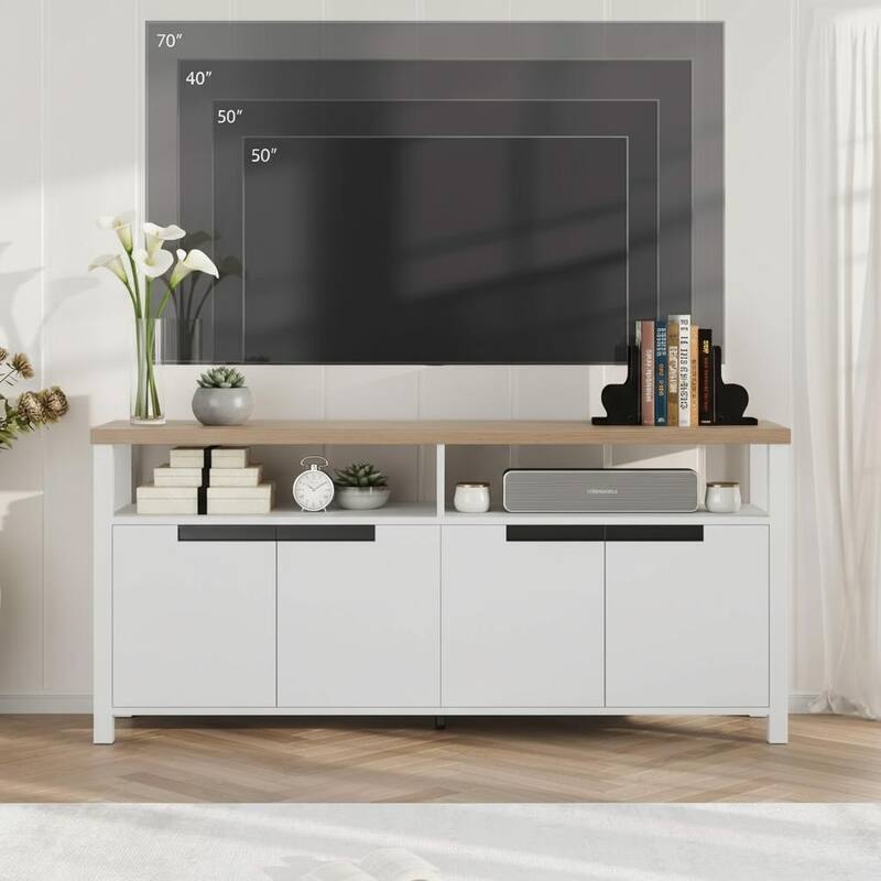 TV Stand, with Storage and Open Shelf