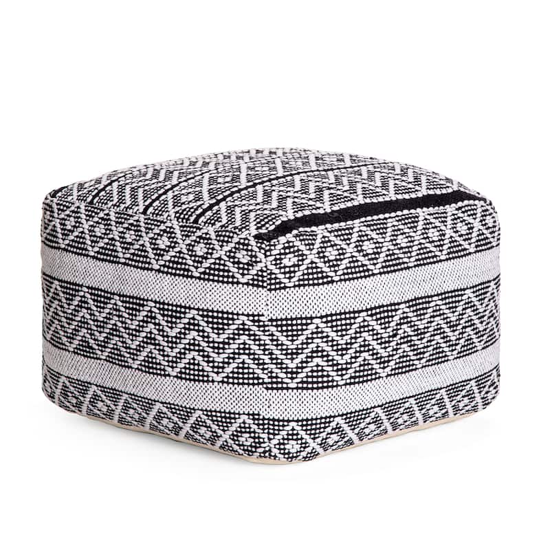 Jani Chouteau 22-inch Square Pouf Ottoman - Handmade Footrest for Living Room, Bedroom, Nursery