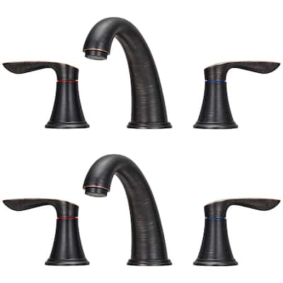 2 Pcs Bathroom Sink Faucet 3 Hole with Stainless Steel Pop up Drain and cUPC Hose, ORB - 3.59x3.59x7.87in