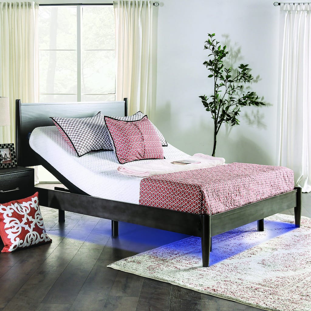 Lansings Modern Black Adjustable Bed Frame with 4 Positions, Bluetooth and USB Ports by Furniture of America