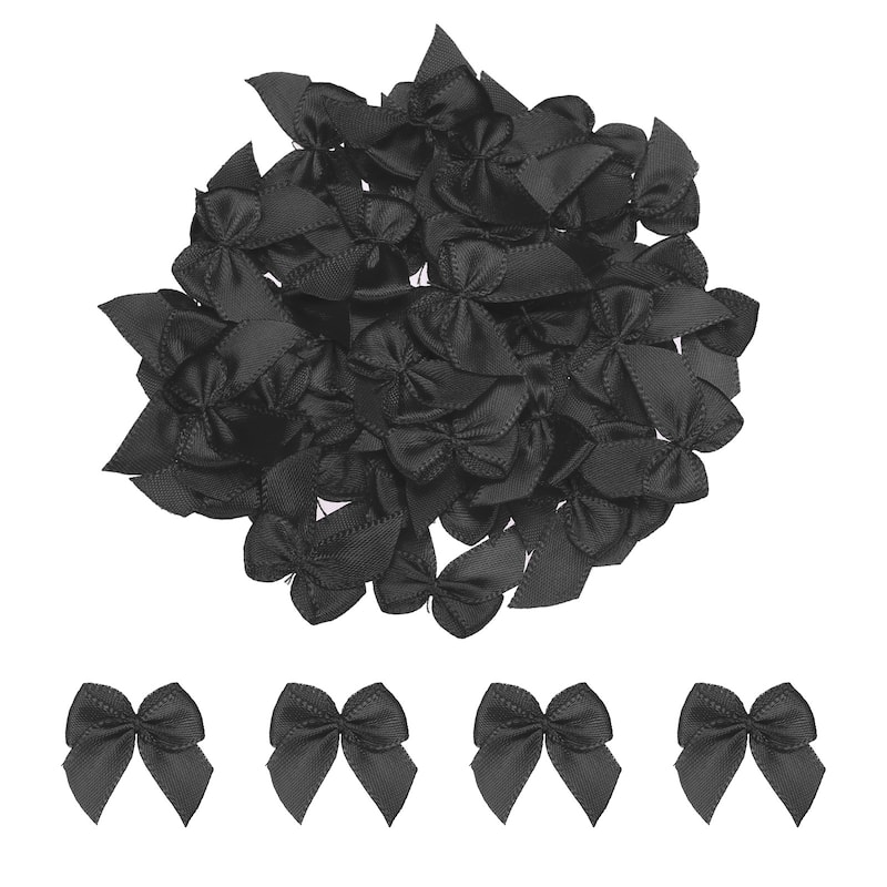 Mini Ribbon Bow 1" Mini Fabric Satin Ribbon Flower Bows for Craft DIY