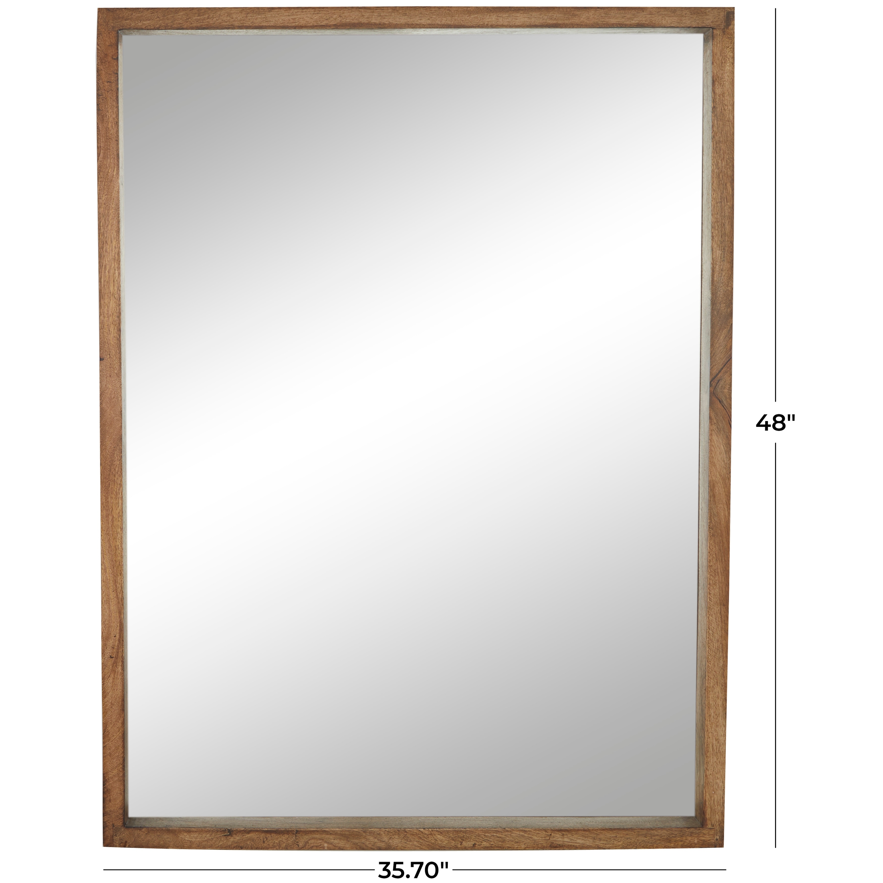 Mango Wood Rectangle Wall Mirror in Brown Color