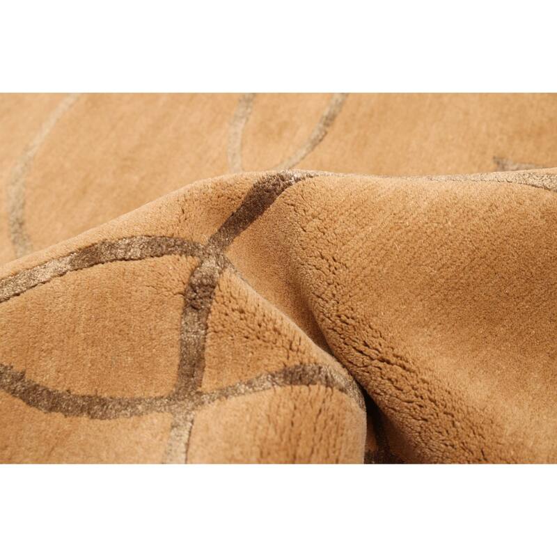 ECARPETGALLERY Hand-knotted Opulence Light Brown Silk, Wool Rug - 6'0 x 9'0