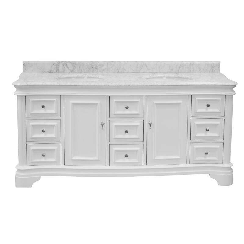 KitchenBathCollection Katherine 72" Double Bathroom Vanity with Carrara Marble Top