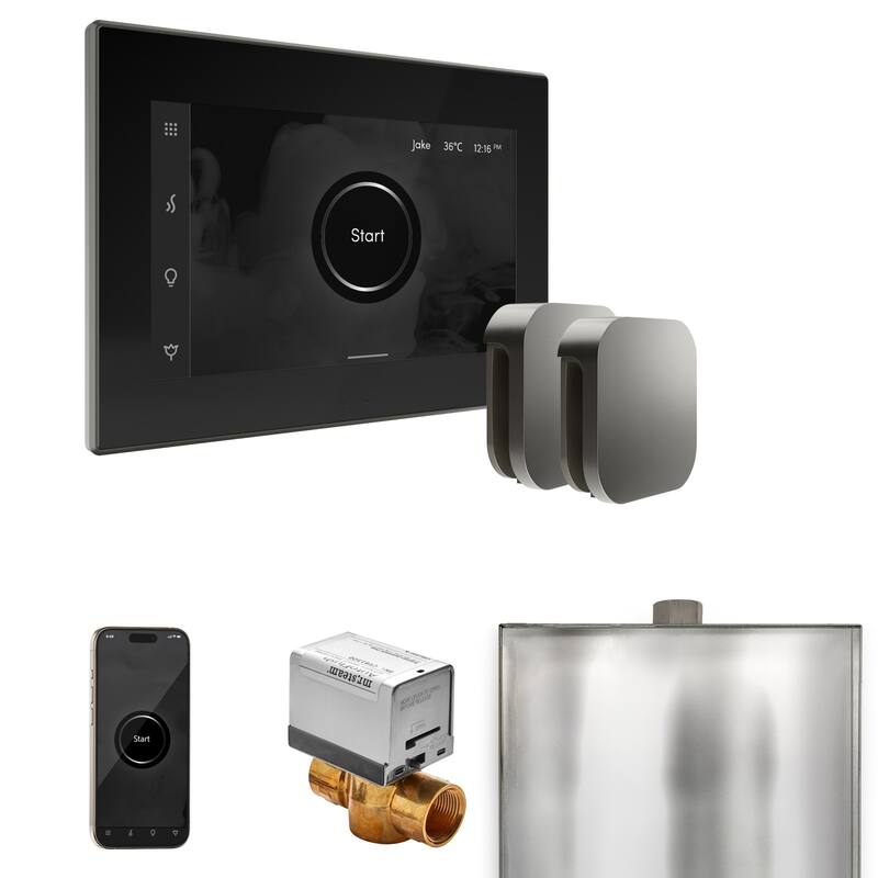 Mr Steam BXX Xbutler Max Package Steam Shower Control Package with - Black / Satin Steel