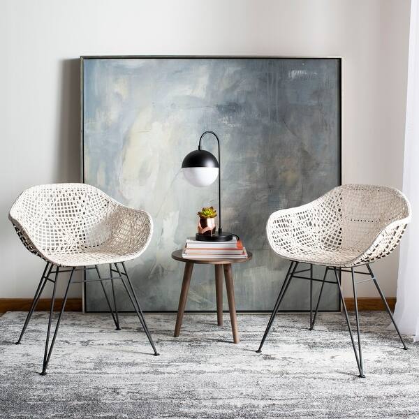 Safavieh Jadis Leather Dining Chair White Dark Grey 23 6 X 21 7 X 34 On Sale Overstock 23591502