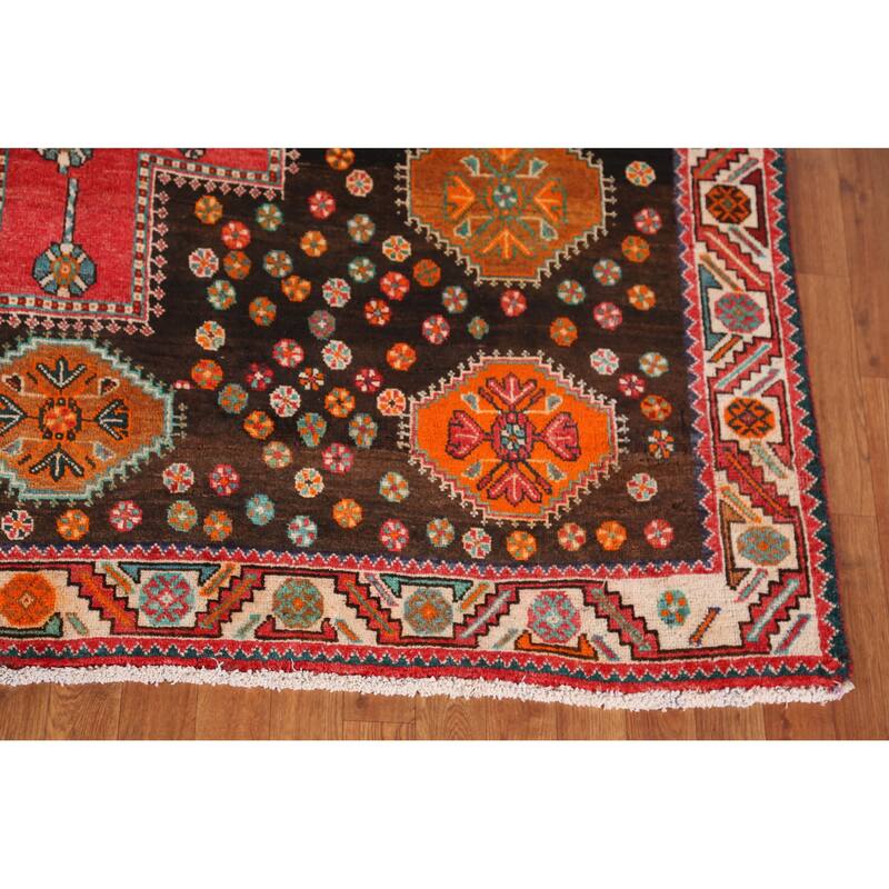 Hand Knotted Oriental 100% Wool Carpet Traditional Medallion Red Shiraz Area Rug - 10' 5'' X 6' 4''