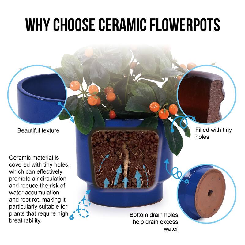 Handmade Indoor/Outdoor Ceramic Planter Set with Earthy Glossy Finish