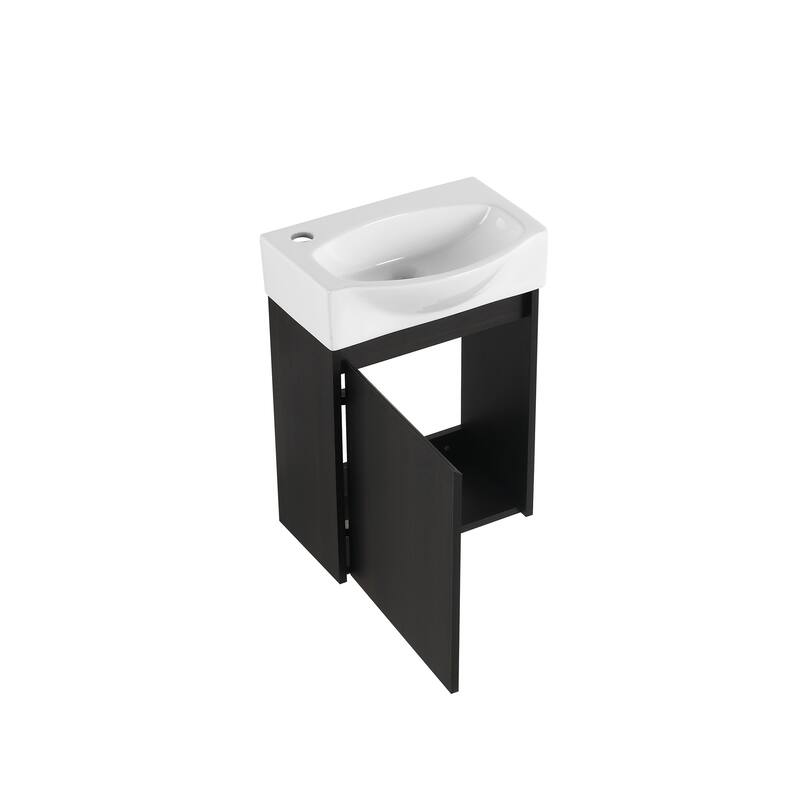 16 in. W x 11 in. D x 22 in. H Single Sink Wall-Mounted Bath Vanity with White Resin Top
