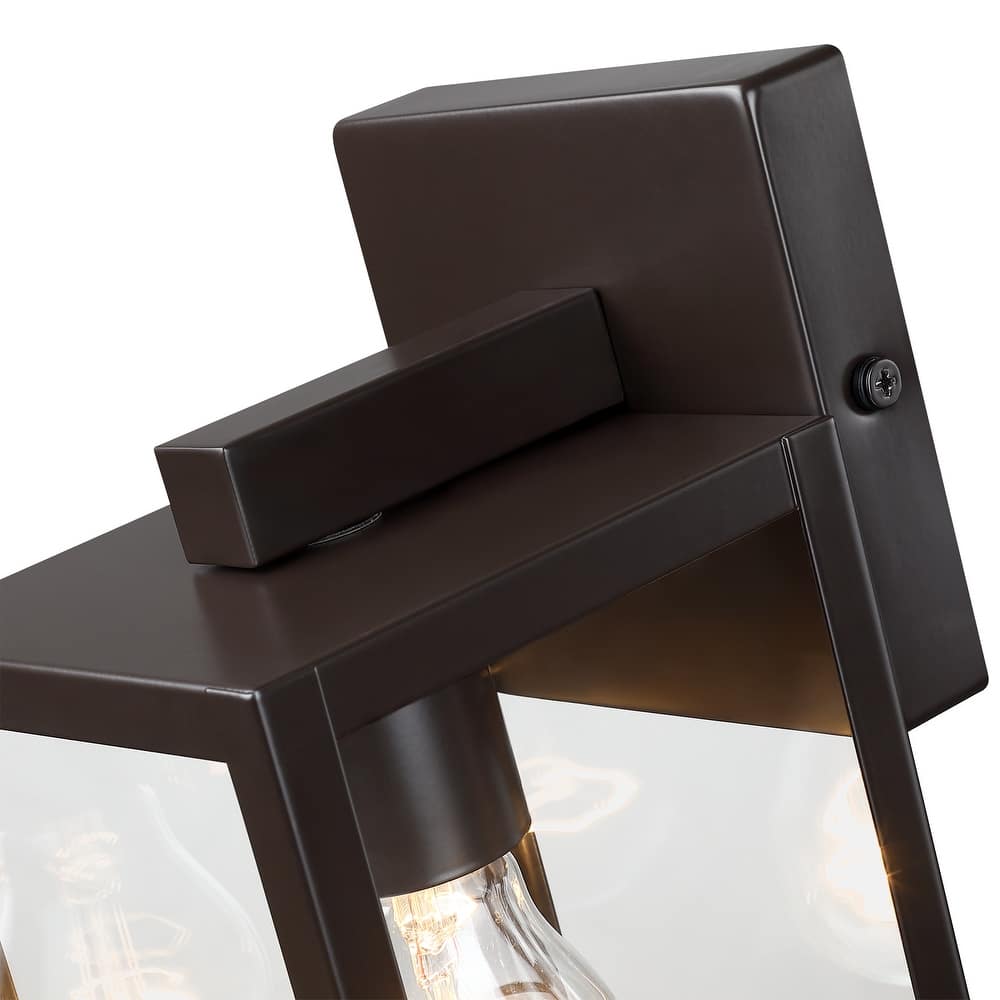 9.5 in. Black Outdoor Hardwired Wall Lantern Scone with Clear Glass Shade and No Bulbs Included