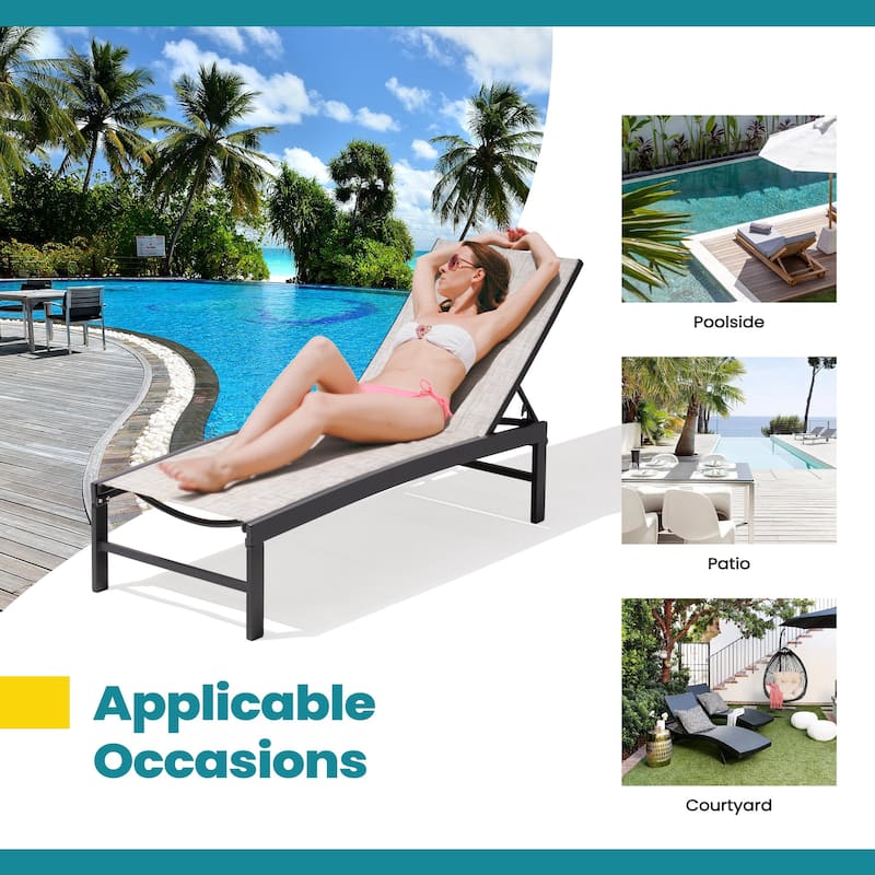 Pellebant Outdoor Adjustable Aluminum Chaise Lounge Chairs (Set of 4) - 23.43 " W x 42.63" D x 13.15" H