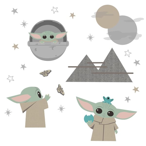 slide 2 of 4, Lambs & Ivy Star Wars The Mandalorian The Child/Baby Yoda Wall Decals