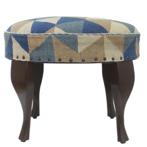 Bohemian Clarkson Handmade Kilim Upholstered Ottoman