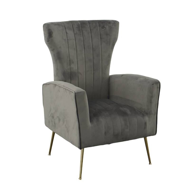 Wingback Upholstered Velvet Armchair - 41.25" - Gray