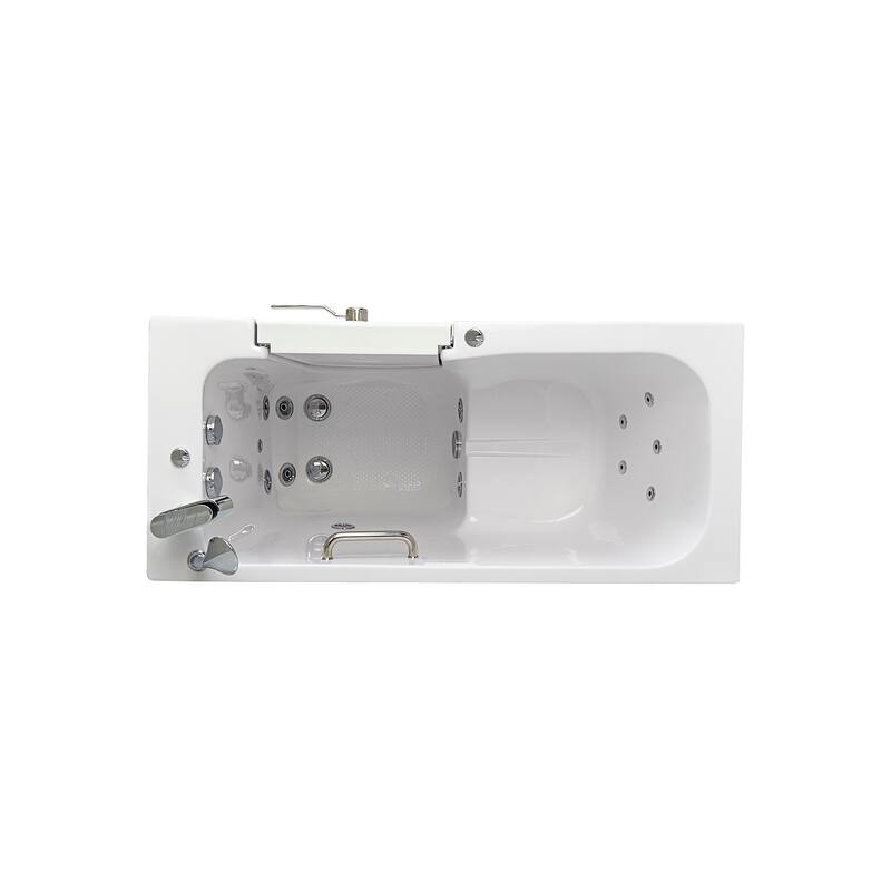 Ella Lounger 27"x60" Acrylic Hydro Massage Walk-In Bathtub with Outward Swing Door, 2 Piece Fast Fill Faucet, 2" Dual Drain