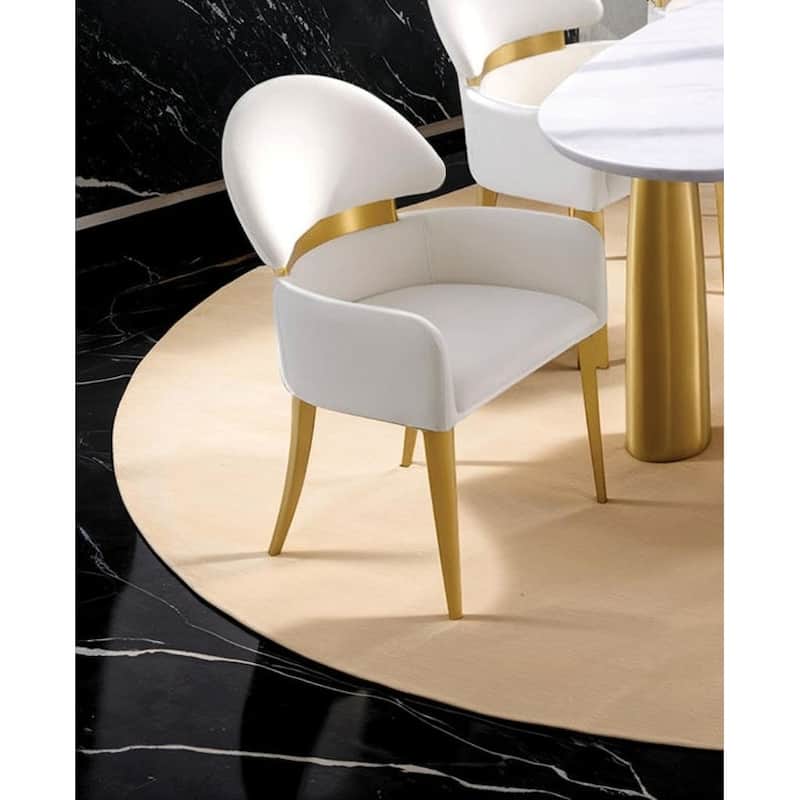 White Finish Modern Upholstered Arm Chairs Set