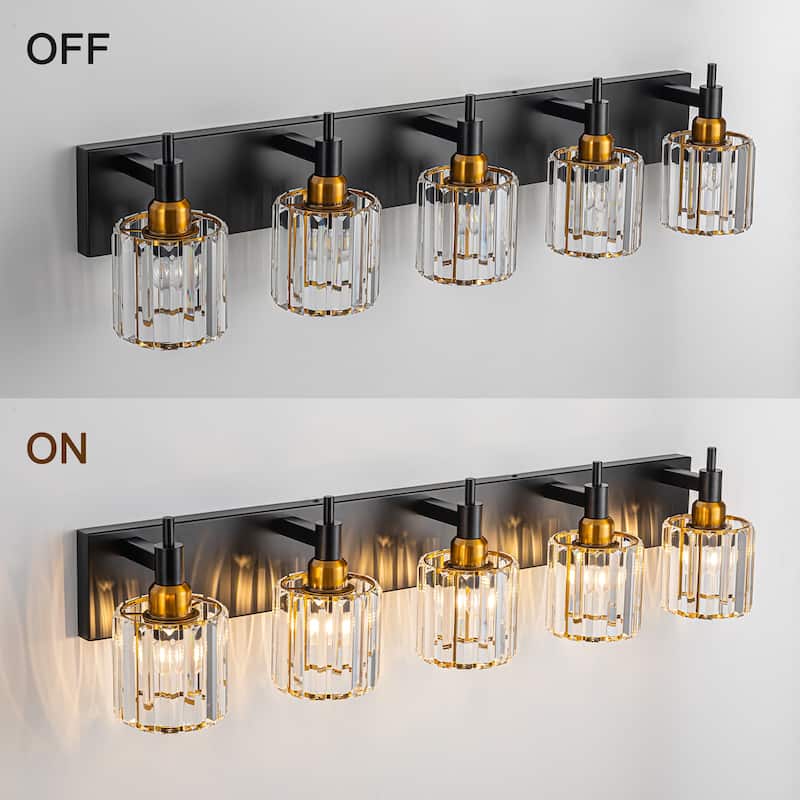 3/4/5-Light Modern Glam Dimmable Cylinder Crystal Wall Light Bathroom Vanity Light