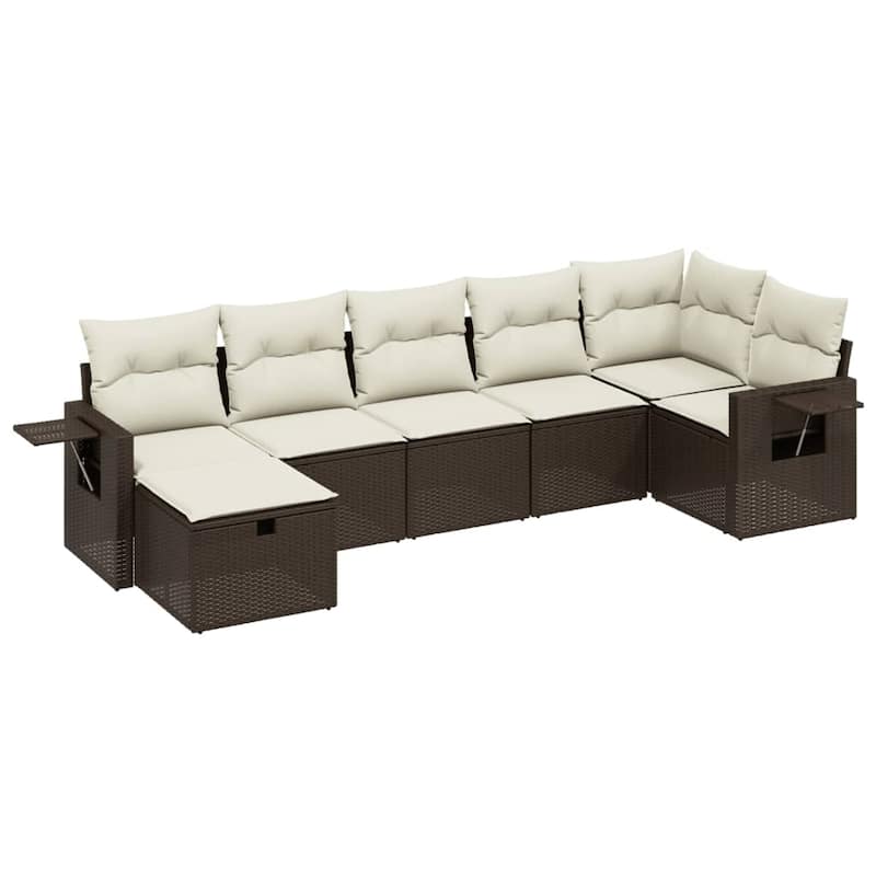 vidaXL Garden Sofa Set Beige/Black/Brown/Grey