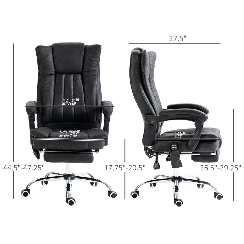 Heated Reclining Office Chair Massage Chair with Footrest, Computer Chair Executive Chair for Home Office