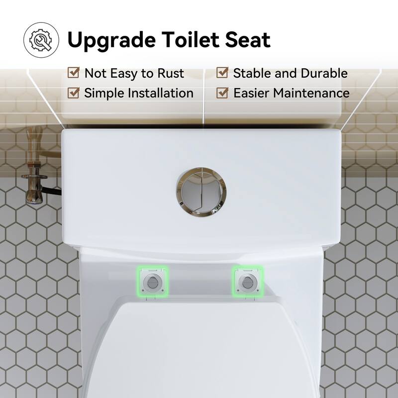 HOROW 1 Piece Dual Flush Elongated Toilet White 10 Inch Rough In WaterSense High Efficiency