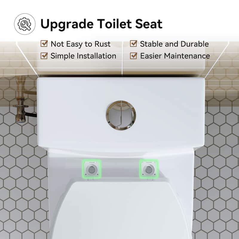 HOROW One-Piece 10 in. Rough-In 0.8/1.28 GPF Dual Flush Elongated Toilet in White