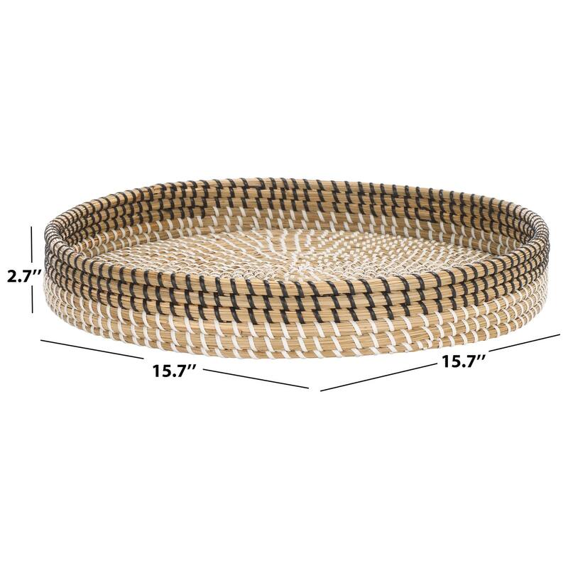 SAFAVIEH Helgard Round Tray (Fully Assembled) - 15.7 In. W x 15.7 In. D x 2.7 In. H - 16"W x 16"D x 3"H