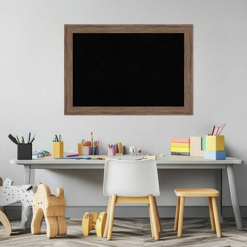 Pia Medium Brown Narrow Framed Cork Board - Bulletin Board, Organization Board, Pin Board