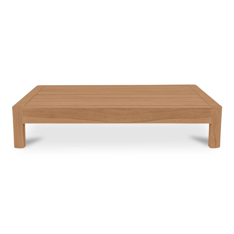 NADAAL STUDIOS Sorelle Outdoor Side Table, Solid Teak Wood, Low Profile Design, Natural Finish